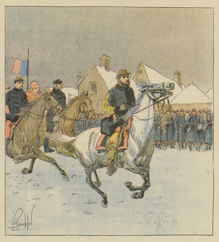 Oberst Lipowski går linjerne i Alencon-kampen af after Louis Charles Bombled