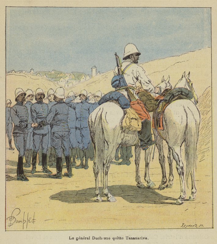 General Duchesne forlader Tananarive af after Louis Charles Bombled