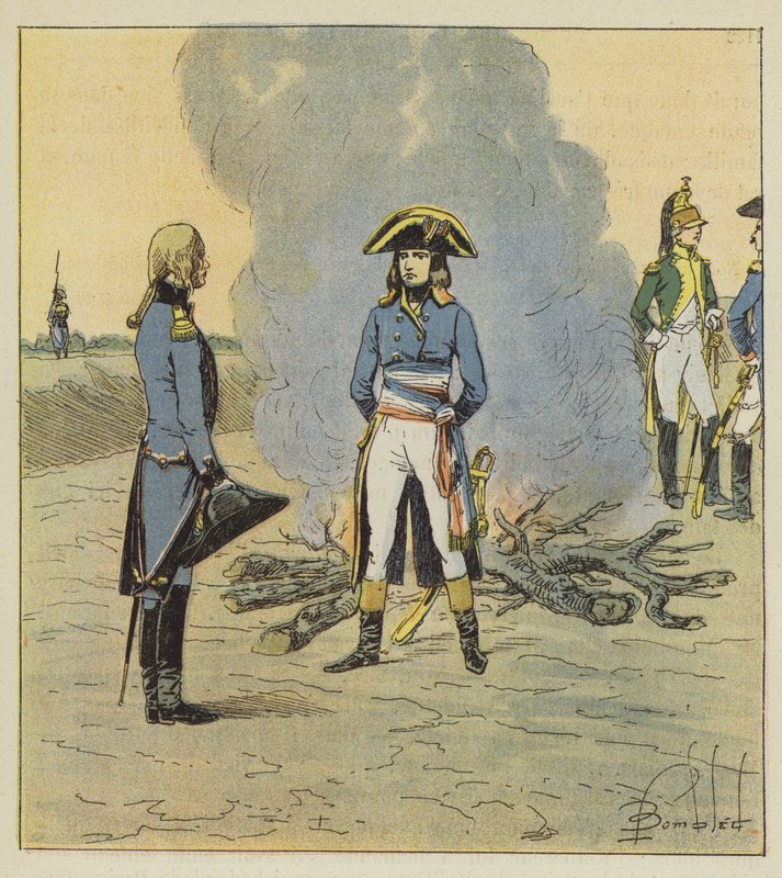 Den unge general, der så ham som ingeniørofficer, gav ham en kommission vedrørende faget. af after Louis Charles Bombled