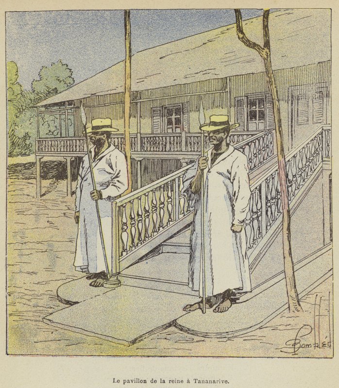 Dronningens pavillon i Antananarivo af after Louis Charles Bombled