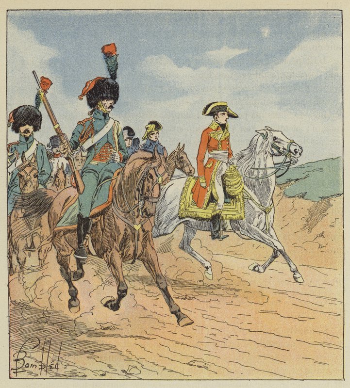 Den første konsul og chasseurs af den konsulære vagt, vagter af after Louis Charles Bombled