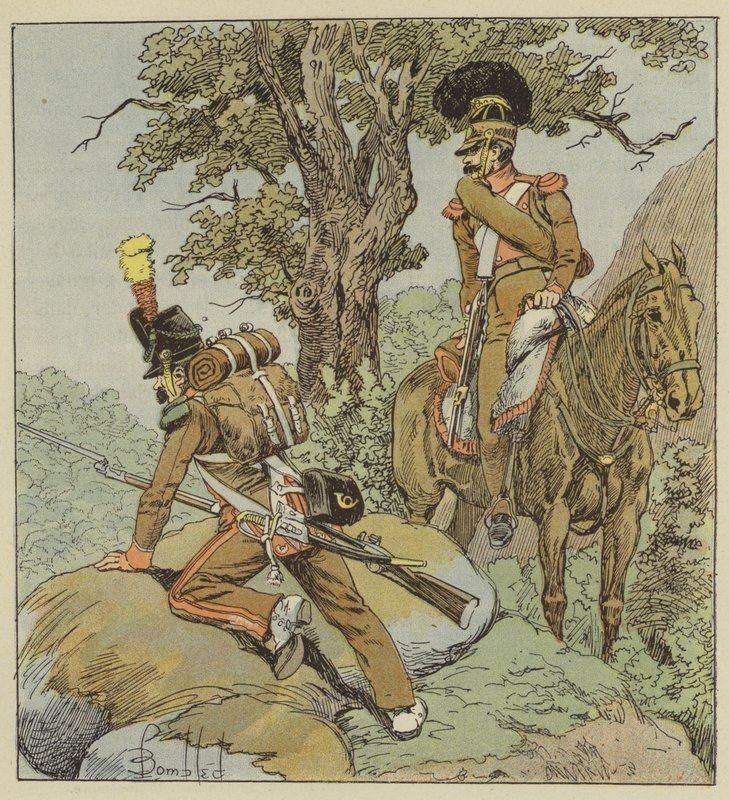 Portugisisk legion, infanteri, jægere, kavaleri, jægere til hest af after Louis Charles Bombled
