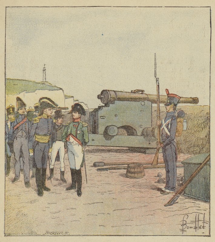 Lempereur besøger befæstningerne på øen Aix af after Louis Charles Bombled