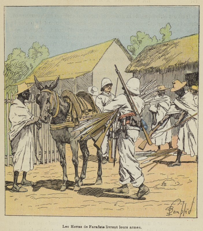 Hovaerne fra Farafate afleverer deres våben af after Louis Charles Bombled