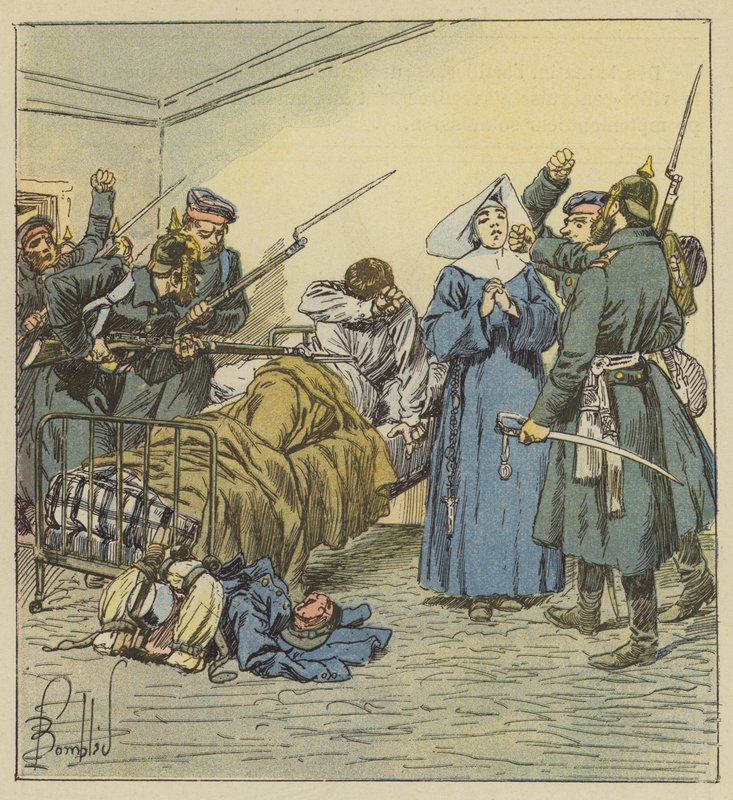 Preusserne har ambulancen på boulevard Negrier af after Louis Charles Bombled
