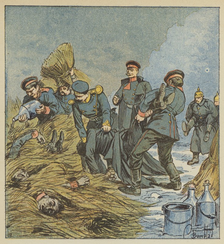 Preusserne brænder deres døde af after Louis Charles Bombled