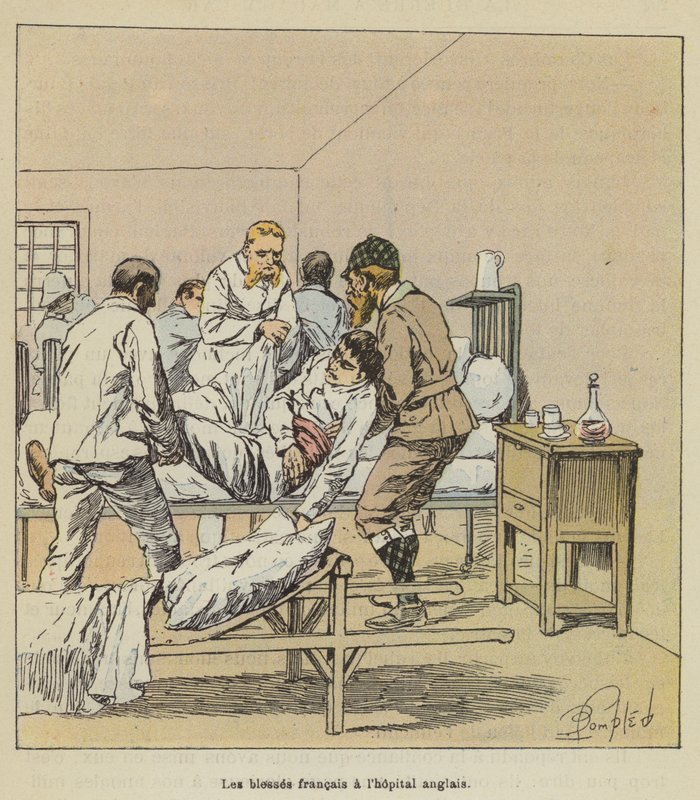 Fransk såret på det engelske hospital af after Louis Charles Bombled