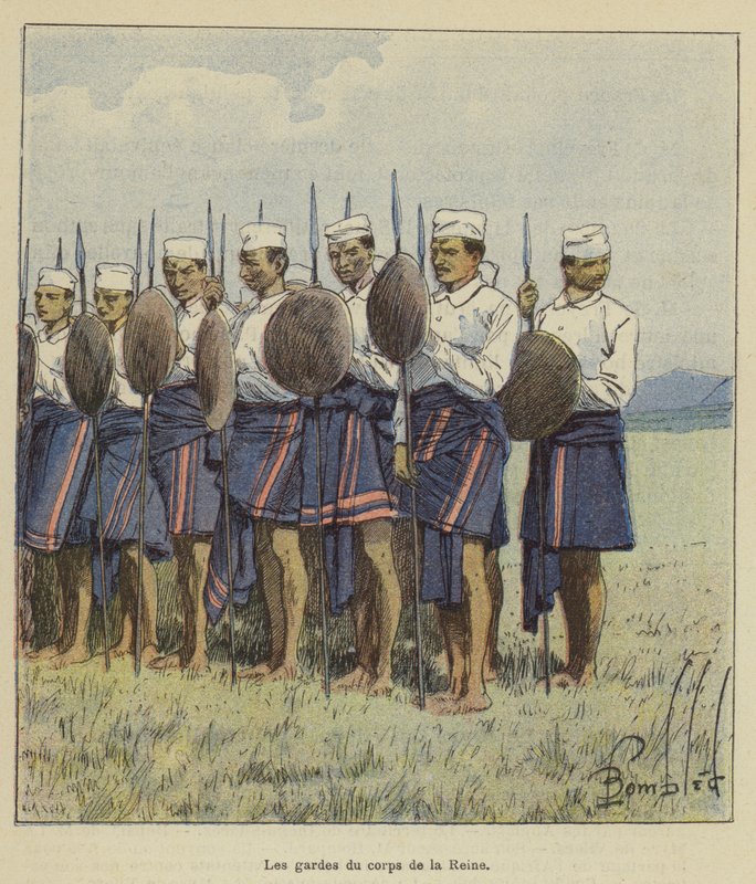 Dronningens livvagter af after Louis Charles Bombled