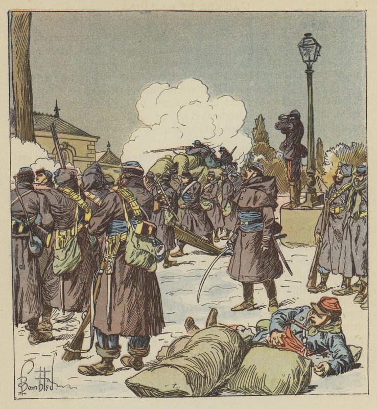 General Bourdillons gendarmer til fods forsvarer passagen af ​​Huisne af after Louis Charles Bombled