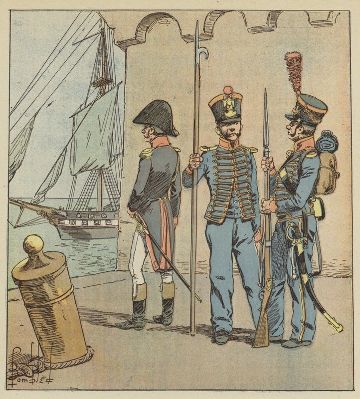 De samme mænd var derfor både sømænd og soldater. af after Louis Charles Bombled