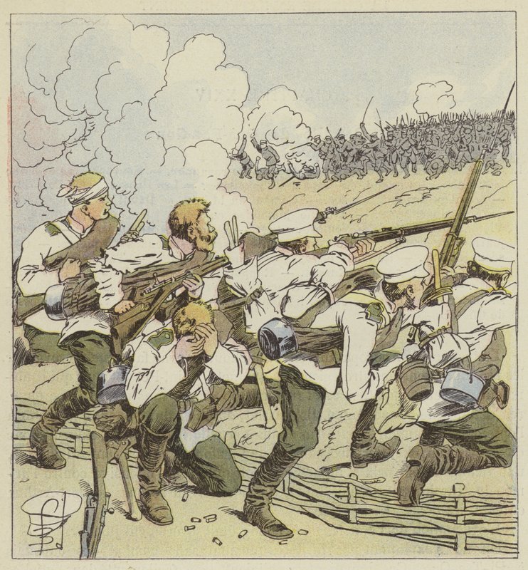 Sibiriske træfninger i Vafangou af after Louis Charles Bombled