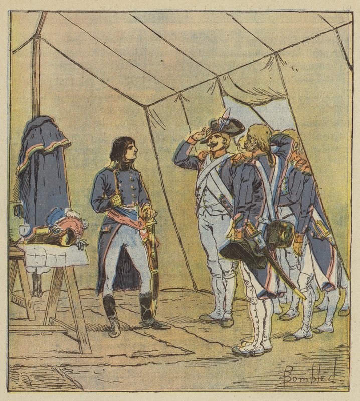 De gamle soldater fra den italienske hær udnævner Bonaparte til korporal efter Lodi af after Louis Charles Bombled