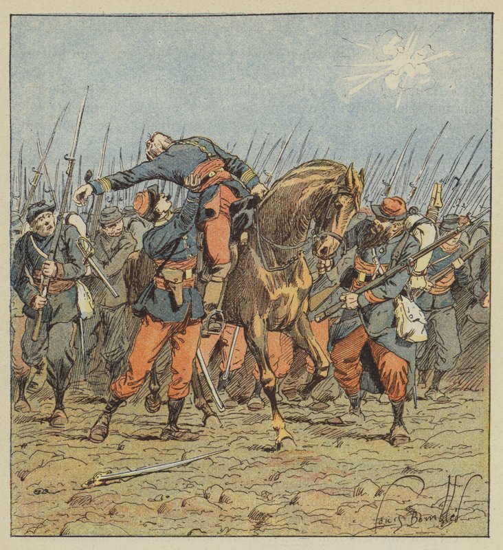 Oberst de Fonlongues død af after Louis Charles Bombled