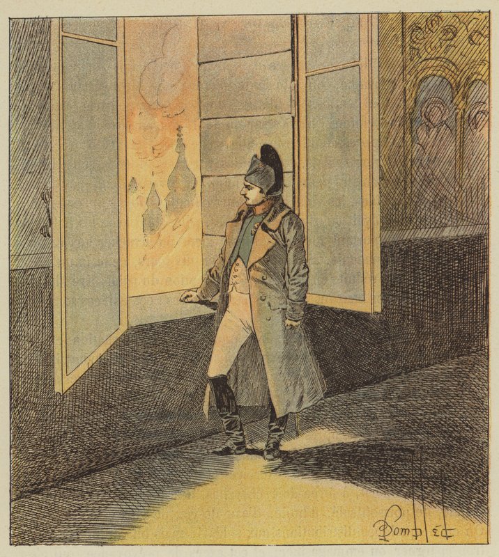Napoleon se lincendie af Moskva af after Louis Charles Bombled