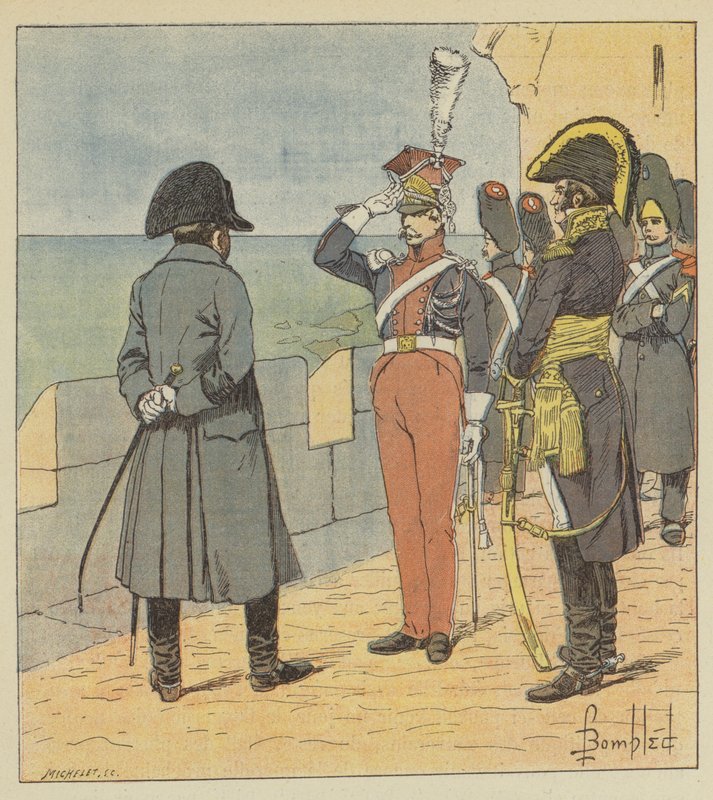 Napoleon modtager Pioutowski på øen Elba af after Louis Charles Bombled