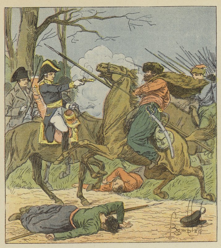 Napoleon overraskede i Brienne af kosakkerne af after Louis Charles Bombled