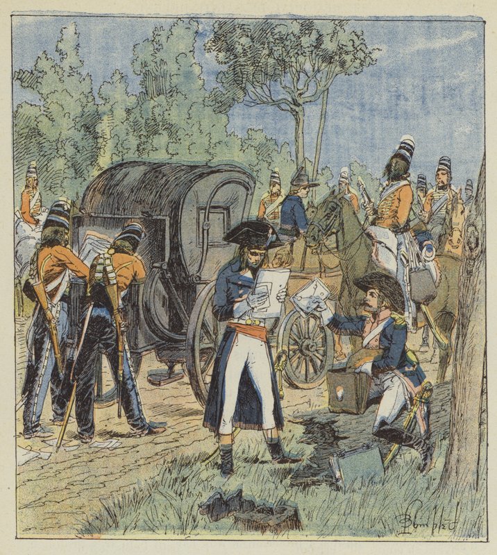 Beviser for Pichegrus forræderi findes i den østrigske general Kinglins varevogne af after Louis Charles Bombled