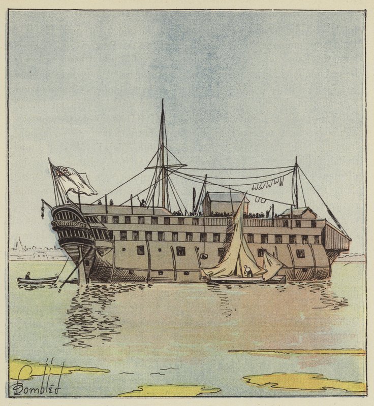 Engelsk ponton i Portsmouth havn af after Louis Charles Bombled