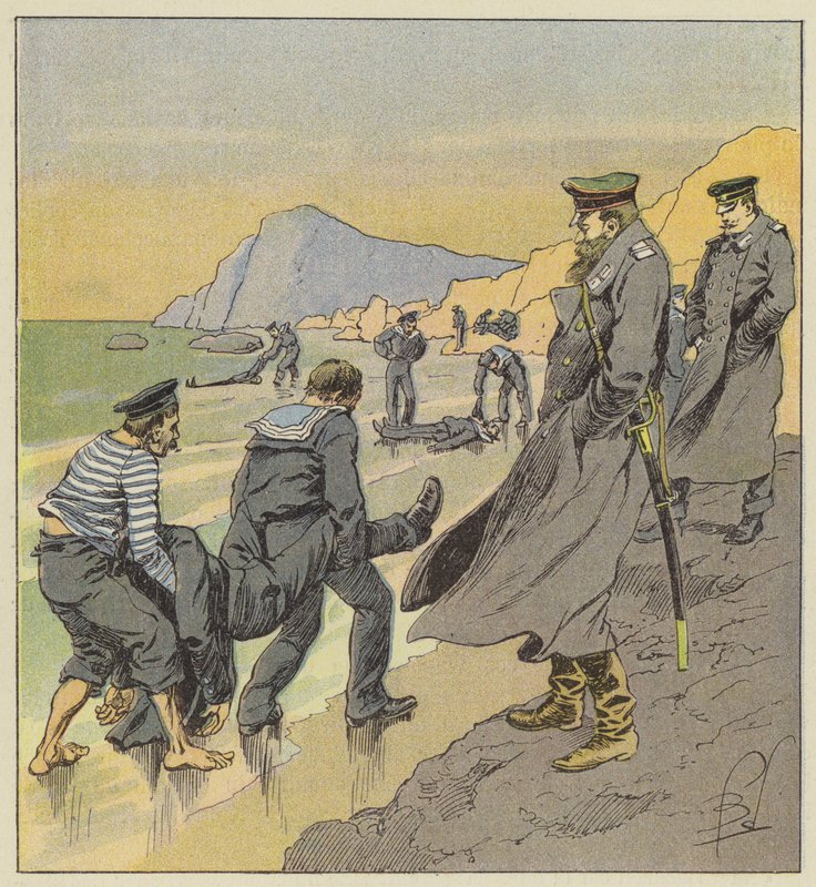 Genoparbejdning af ligene af Petropawlosk-søfolkene af after Louis Charles Bombled