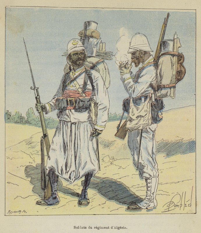 Soldater fra det algeriske regiment af after Louis Charles Bombled