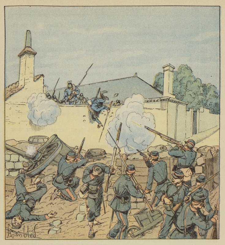 Overraskelse ved barrikaden på rue Galante af after Louis Charles Bombled
