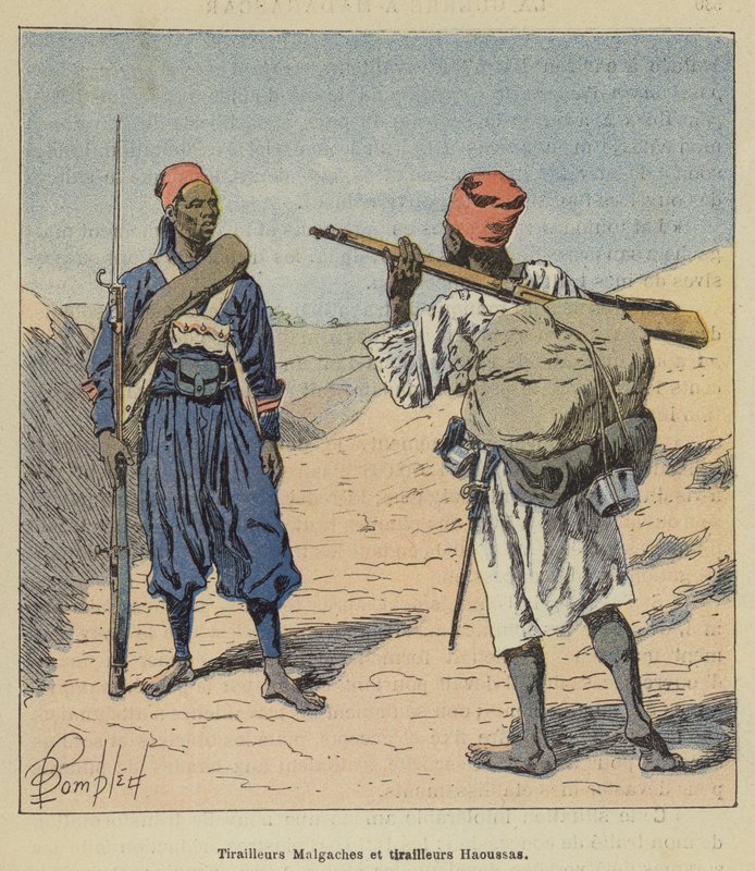 Madagaskiske træfninger og Hausa-træfninger af after Louis Charles Bombled