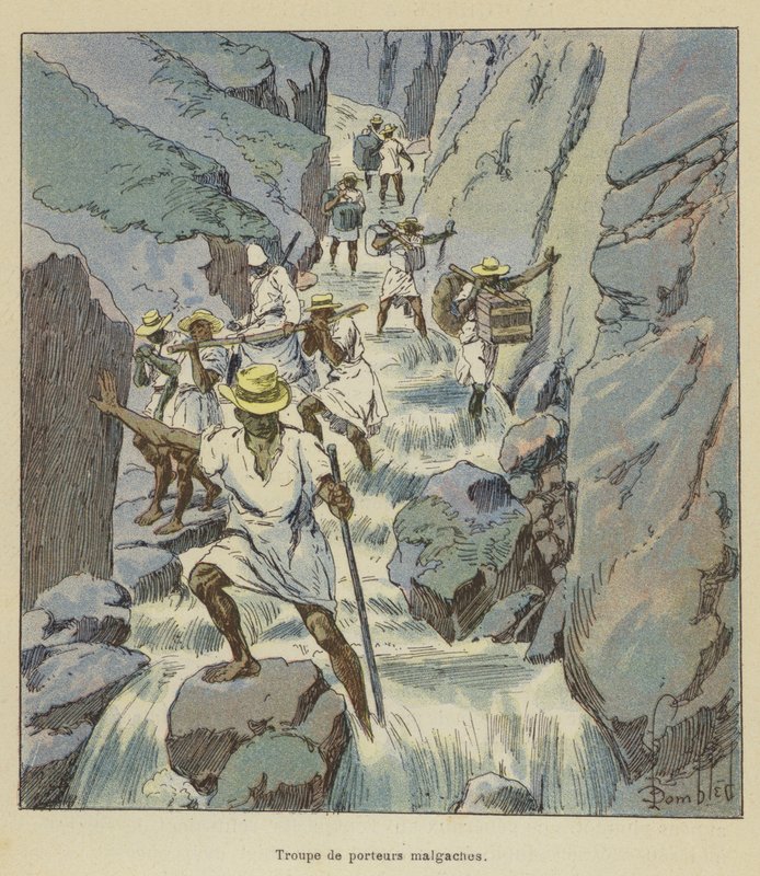 Madagaskars portørertrup af after Louis Charles Bombled