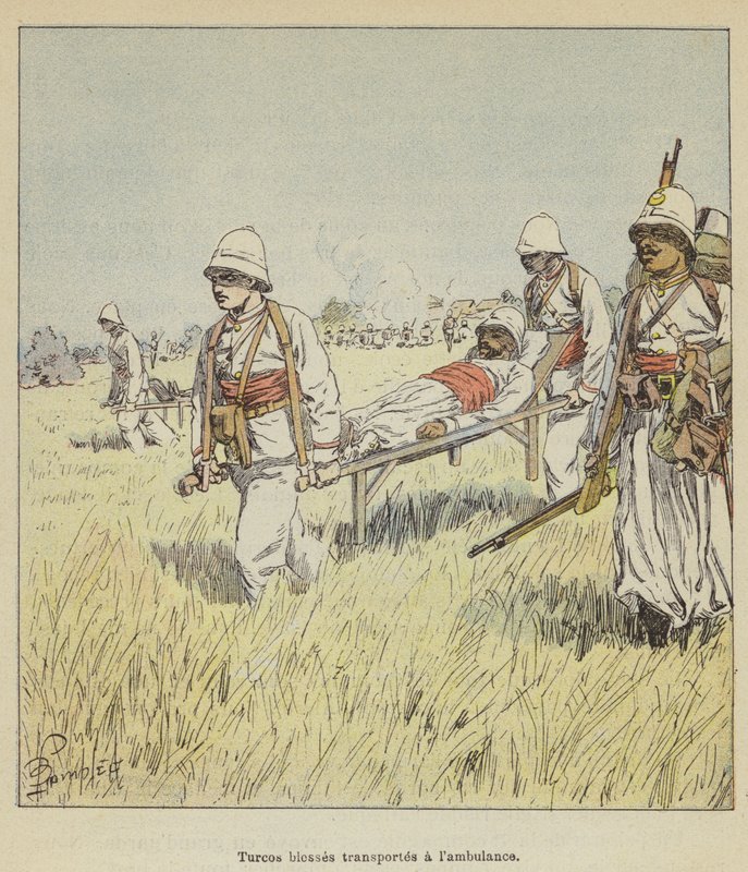 Turcos blesses transporterer en lambulance af after Louis Charles Bombled
