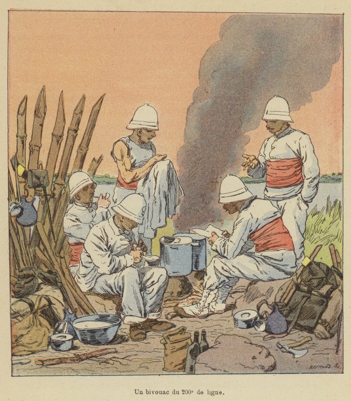 En 200. linje bivuak af after Louis Charles Bombled