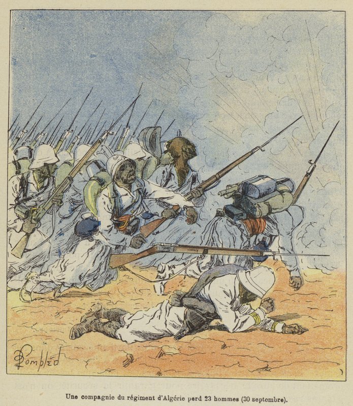 Et kompagni fra det algeriske regiment mister 23 mand den 30. september af after Louis Charles Bombled