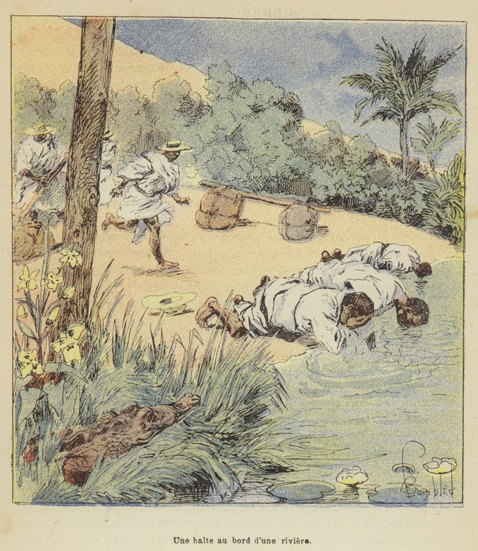 Et stop ved kanten af ​​en flod af after Louis Charles Bombled