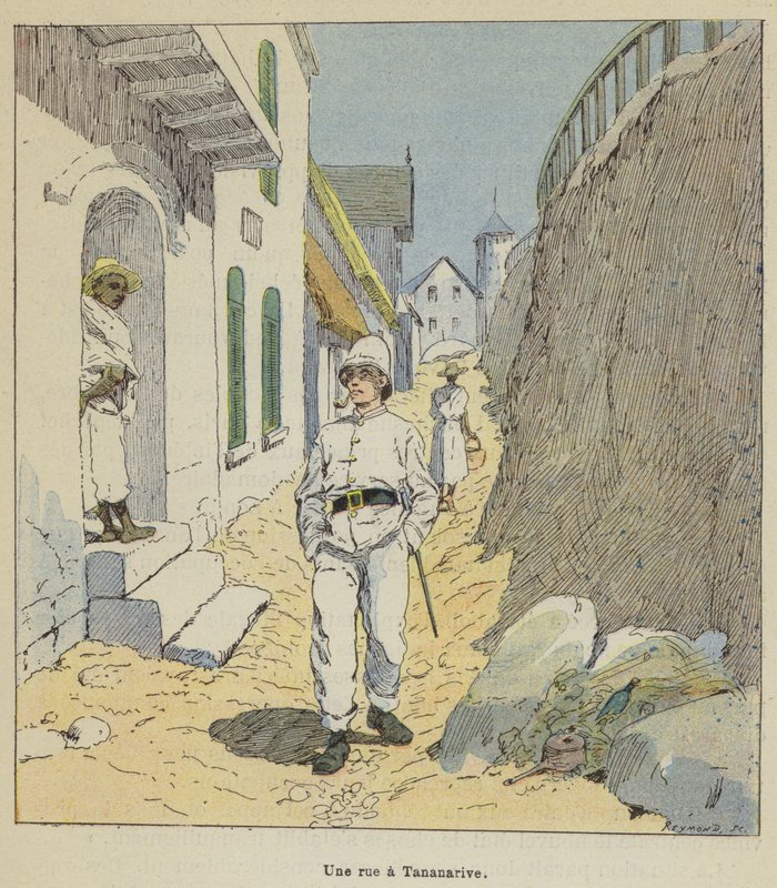 En gade i Antananarivo af after Louis Charles Bombled