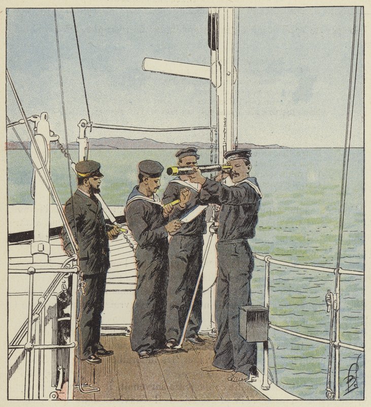 Japanske udkigsposter ser på Port-Arthur-flåden af after Louis Charles Bombled