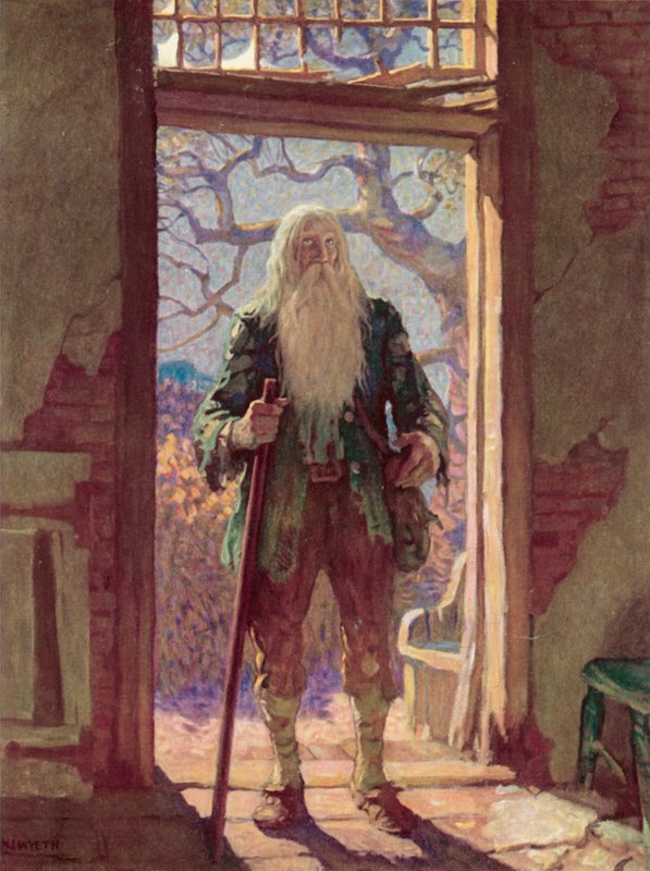 Illustration for Rip Van Winkle af after Newell Convers Wyeth