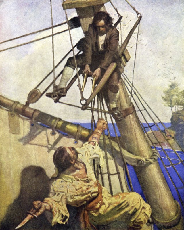 Illustration til Treasure Island af after Newell Convers Wyeth
