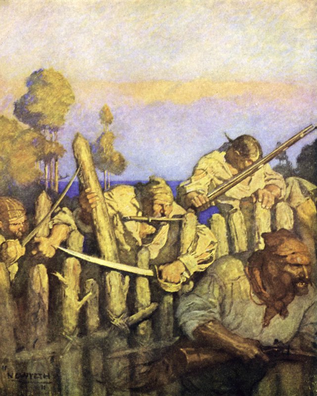 Illustration til Skatteøen af after Newell Convers Wyeth