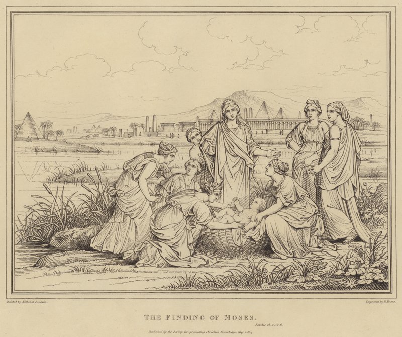 Fundet af Moses, 2. Mosebog af after Nicolas Poussin