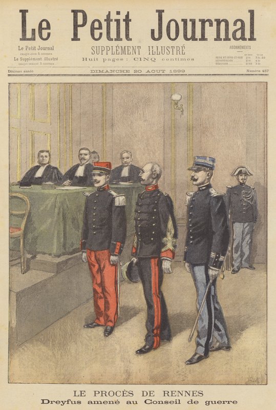 Alfred Dreyfus stillet for sin anden krigsret i Rennes af after Oswaldo Tofani