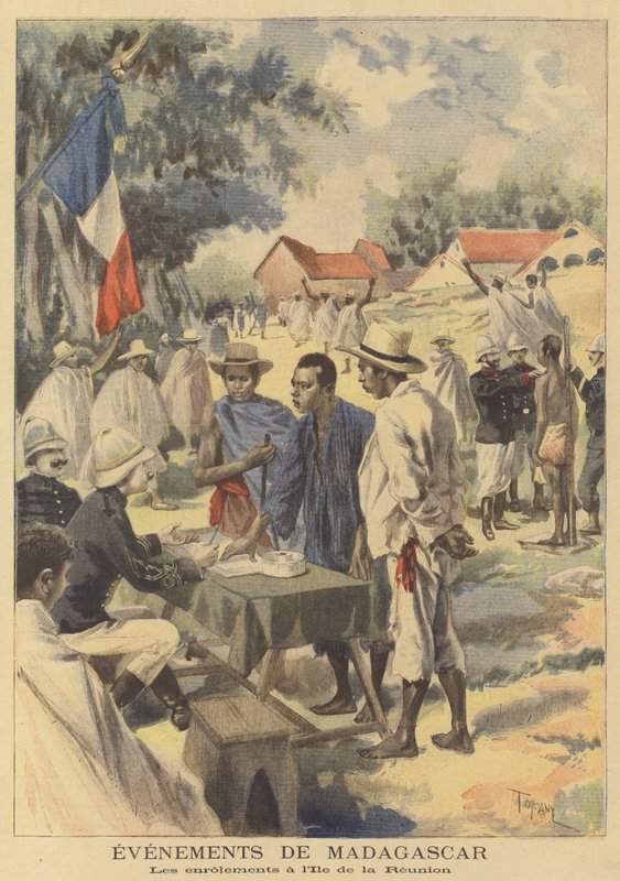 Værnepligtige på øen Réunion melder sig til at tjene i den franske hær på Madagaskar af after Oswaldo Tofani
