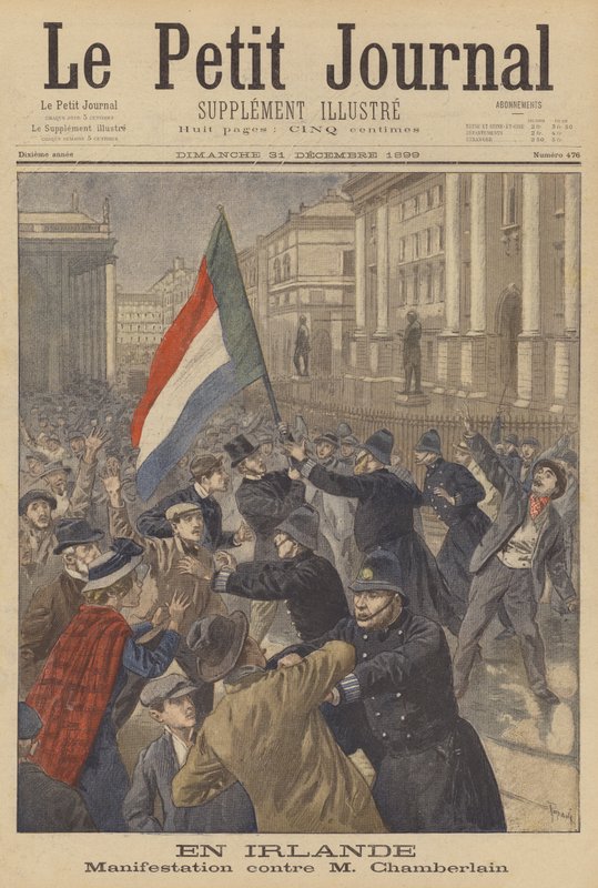 Demonstration i Irland mod Joseph Chamberlain af after Oswaldo Tofani