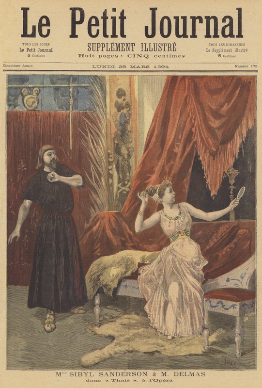 Sibyl Sanderson og Jean-Francois Delmas i Thais, i Paris Opera af after Oswaldo Tofani