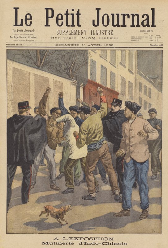 Problemer mellem indokinesiske arbejdere ved Exposition Universelle i 1900, Paris af after Oswaldo Tofani