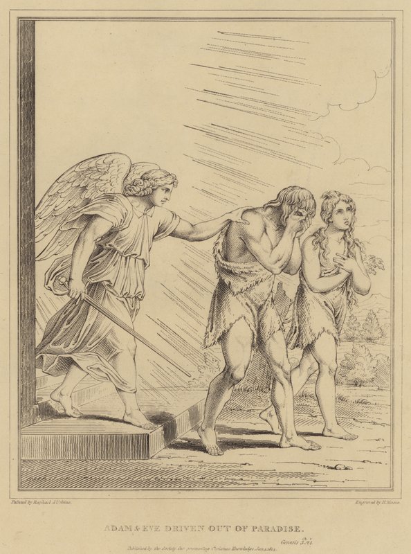 Adam og Eva drives ud af Paradiset, 1. Mosebog af after Raphael