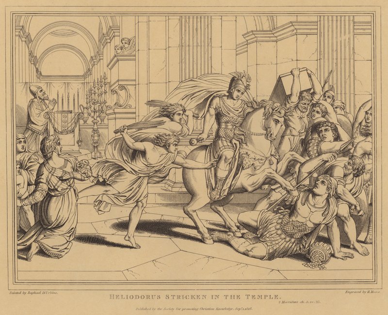 Heliodorus blev ramt i templet, 2 Makkabæerbøgerne af after Raphael