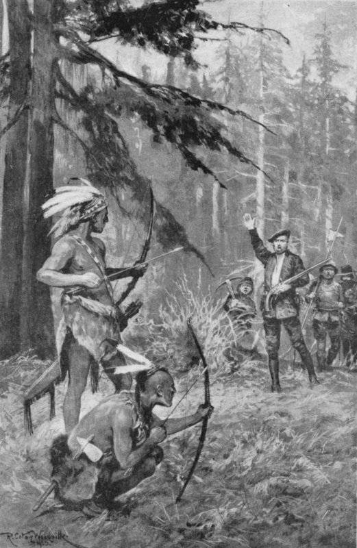 Jacques Cartier støder på indfødte i en skov nær St Lawrence-floden af after Richard Caton II Woodville
