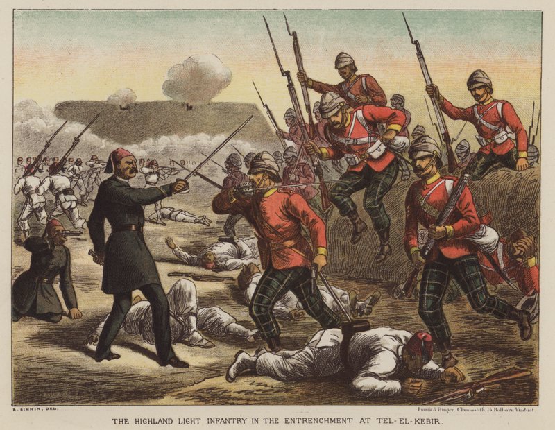 Highland Light Infantry i skansen ved Tel-El-Kebir af after Richard Simkin
