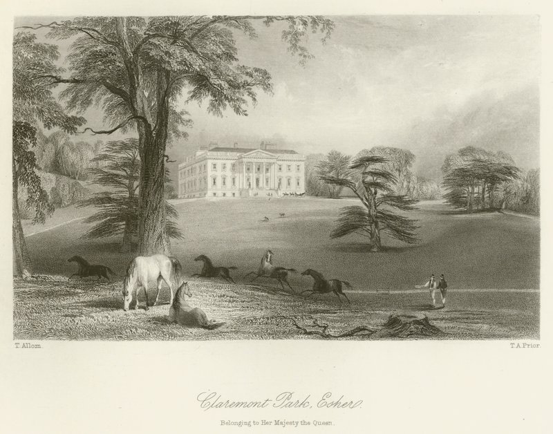 Claremont Park, Esher, tilhørende Hendes Majestæt Dronningen af after Thomas Allom