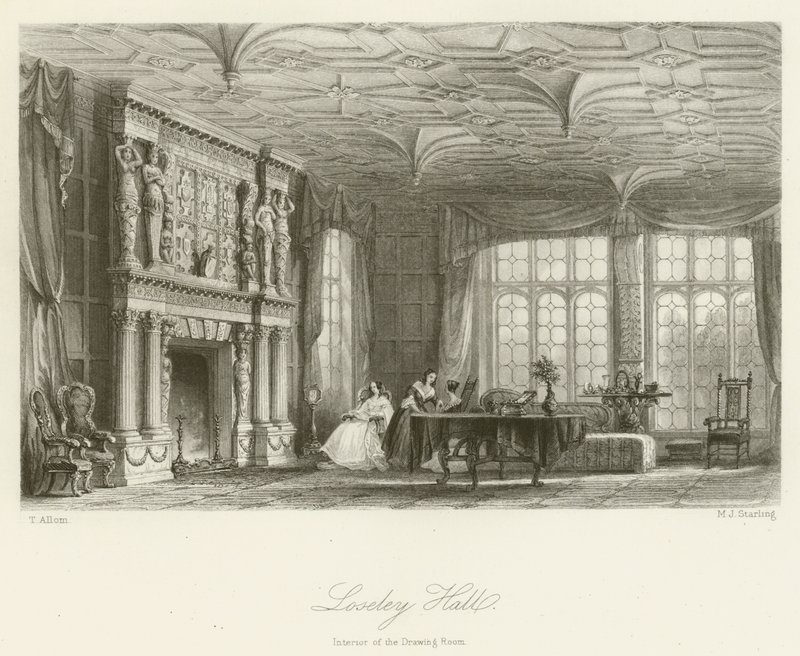 Loseley Hall, interiør i tegnestuen af after Thomas Allom