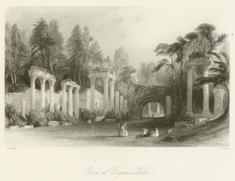 Ruinerne ved Virginia Water af after Thomas Allom