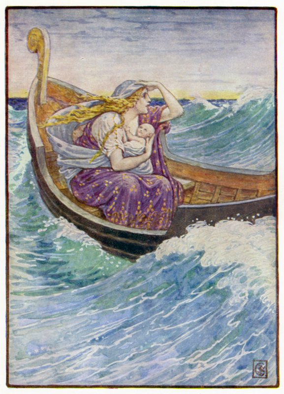 I to dage og to nætter blev båden slynget her og der af after Walter Crane